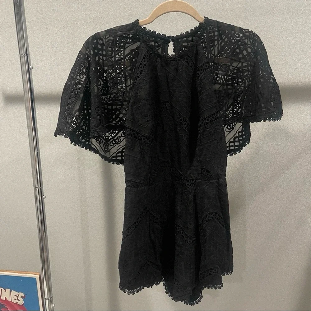 Line & Dot Black Lace Romper - Picture 3 of 3